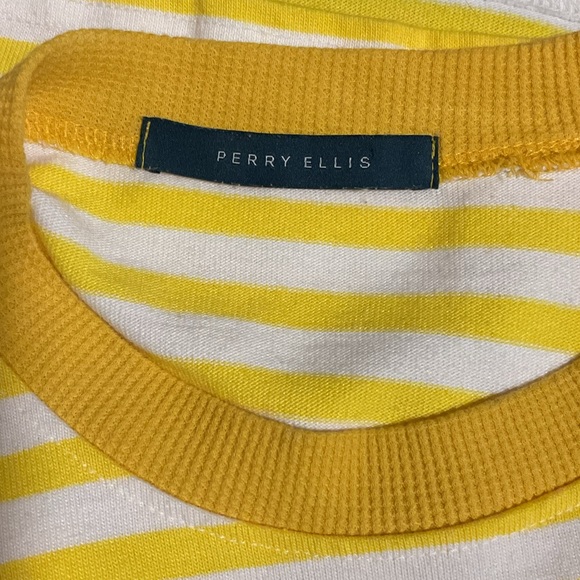 Perry Ellis Yellow and White Striped Top - Picture 3 of 6